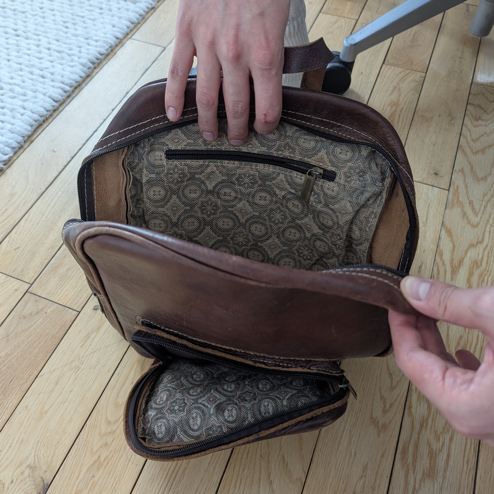 Brown Leather Backpack - image 3